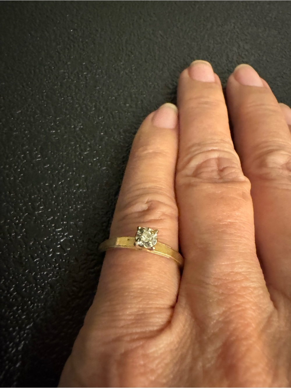 Classic Brushed 14kt Gold Solitaire Ring with Natural Diamond - Picture 9 of 11